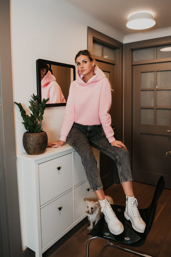 zefīra rozā kapuču džemperis